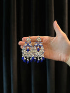 Shamim Ara Earrings- silver and blue(aara collection)