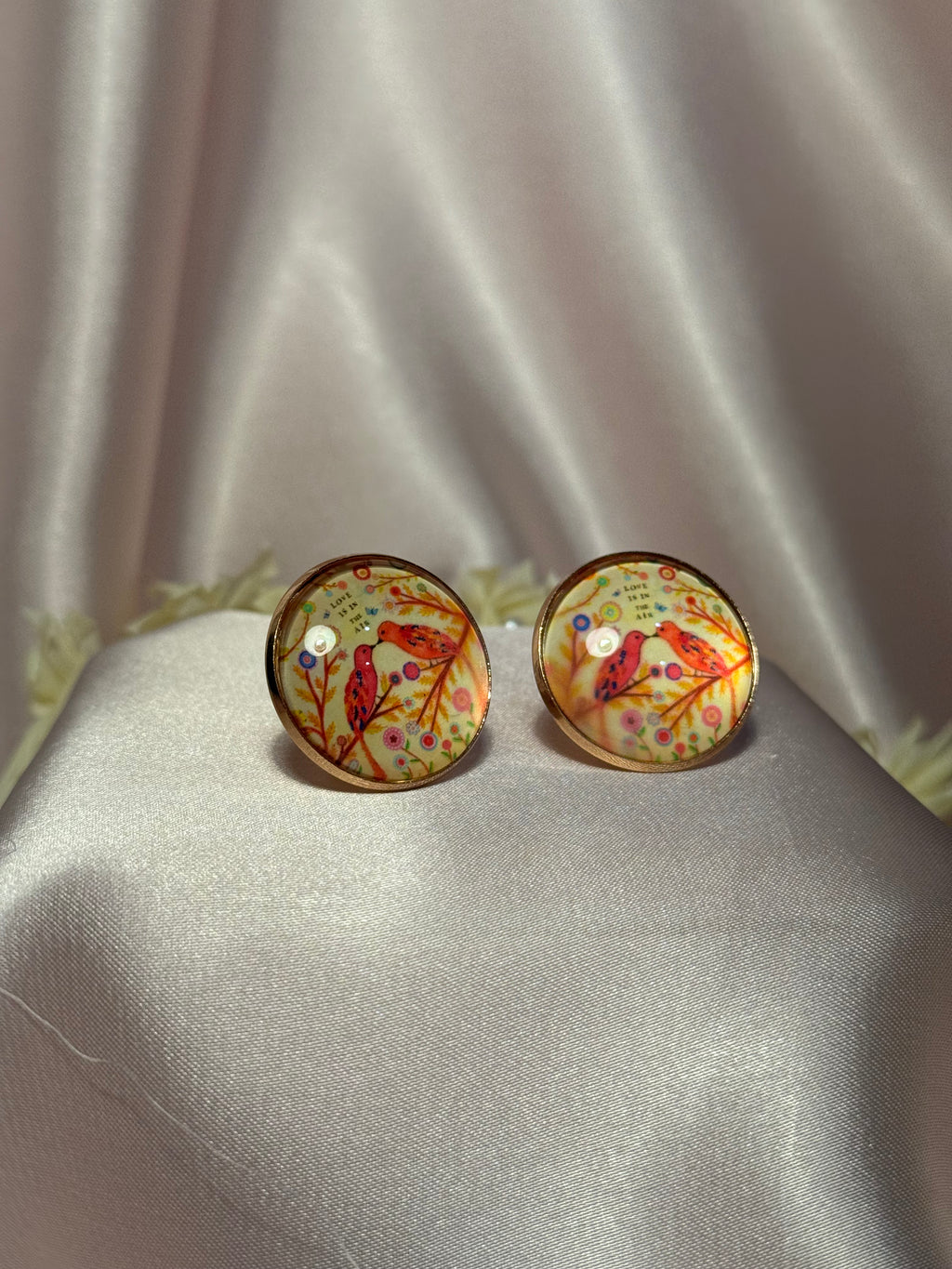 Printed summer breeze circle earrings-bird