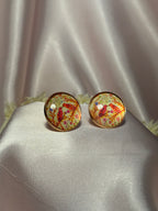 Printed summer breeze circle earrings-bird