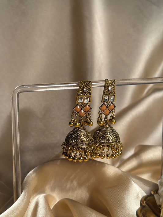 Dadi ki antique jhumkiyan khass collection- brown and gold