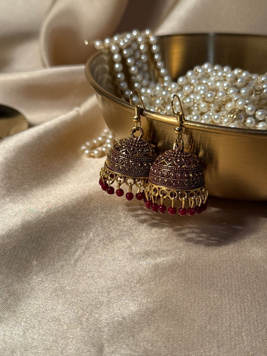 Aliza jhumki maroon - rozana