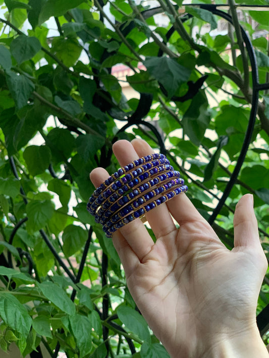 Moti bangle Blue and Gold