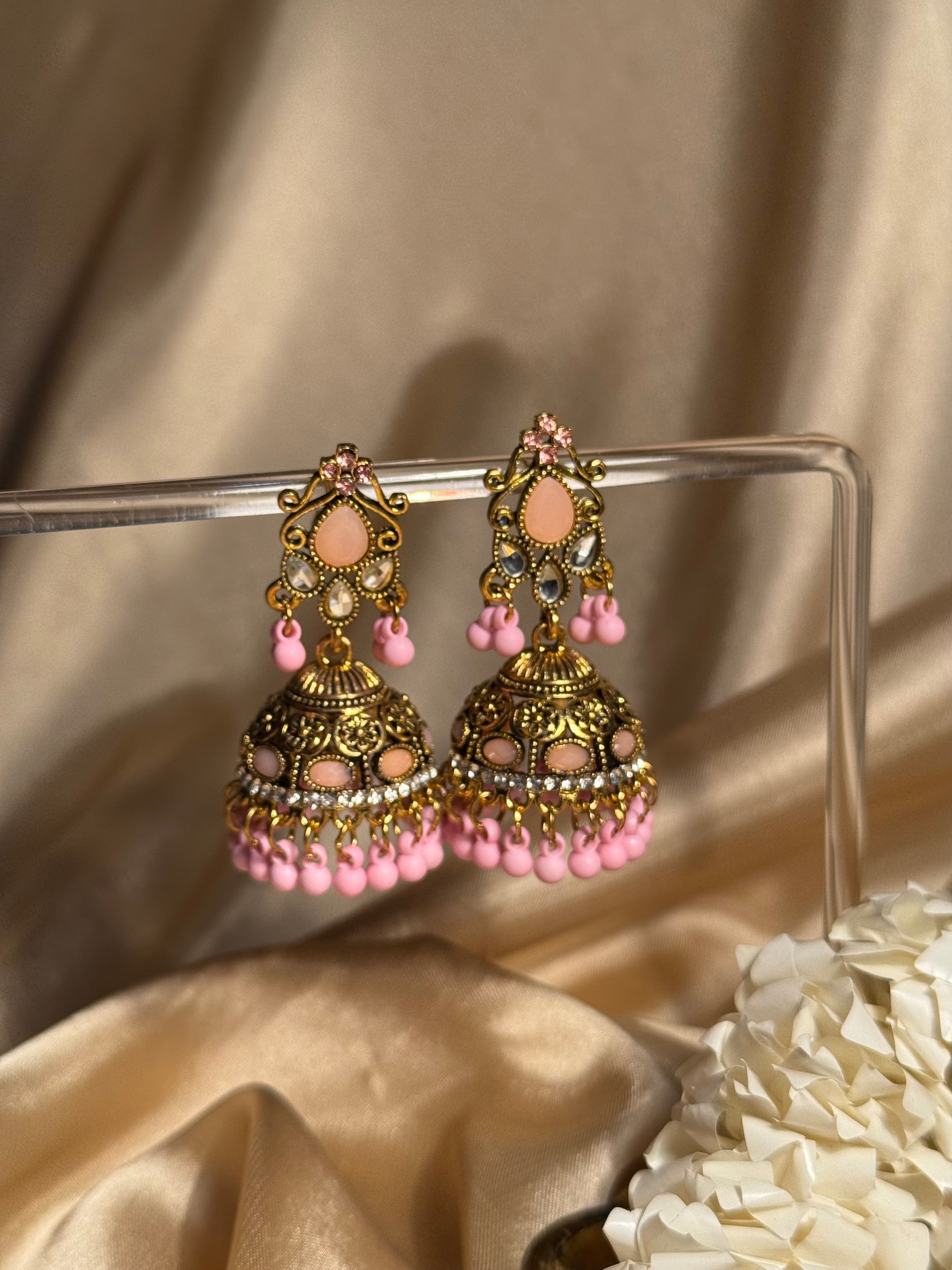 Nani ki jhumkiyan khass collection-gold and pink