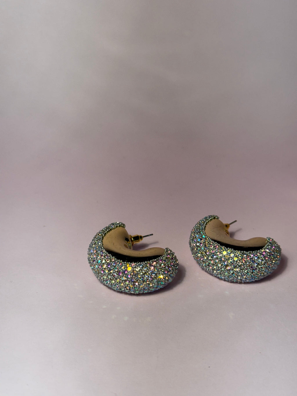 Gem hoops - Silver holographic