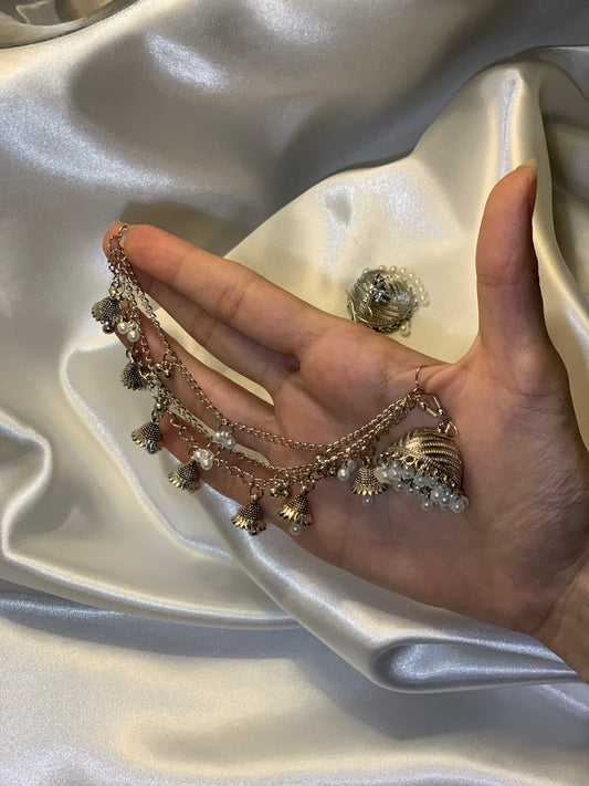 silver jhumki with sahary
