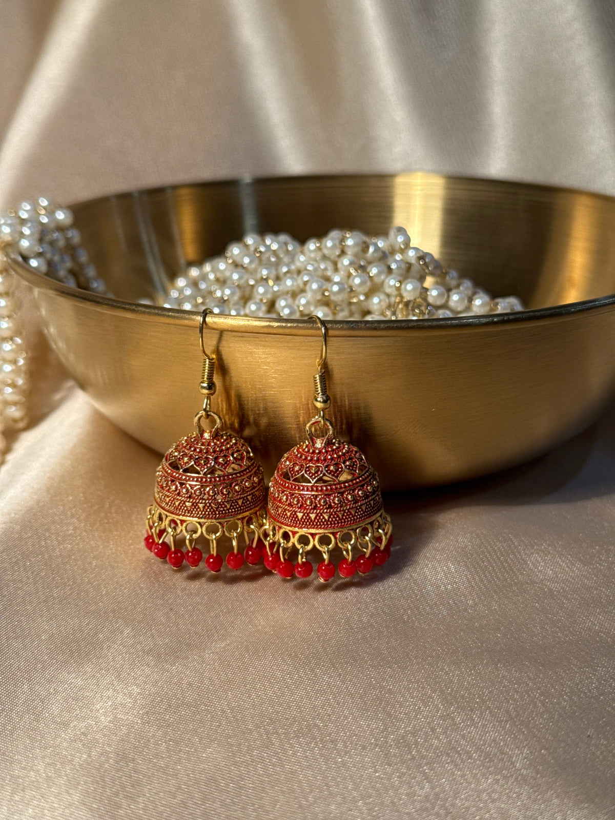 Aliza jhumki red- rozana