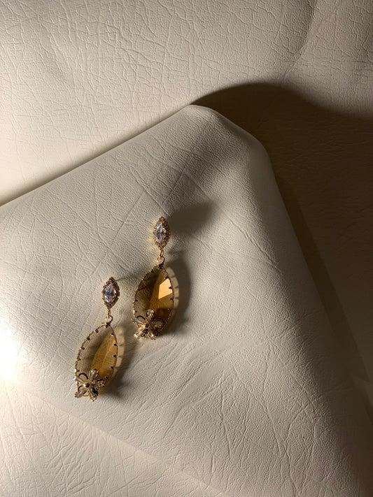EDS-38 Crystal Glass Earrings - Gold