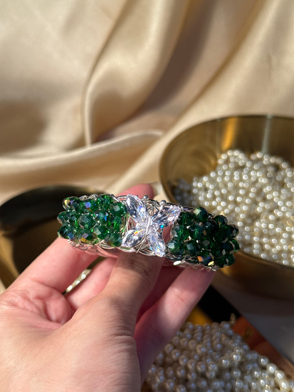 Green and silver butterfly bracelet (kids collection)