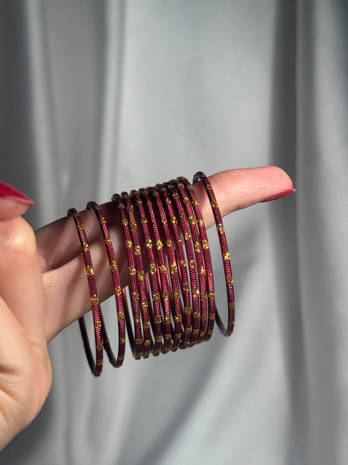Glitter bangles dark maroon - (kids collection)