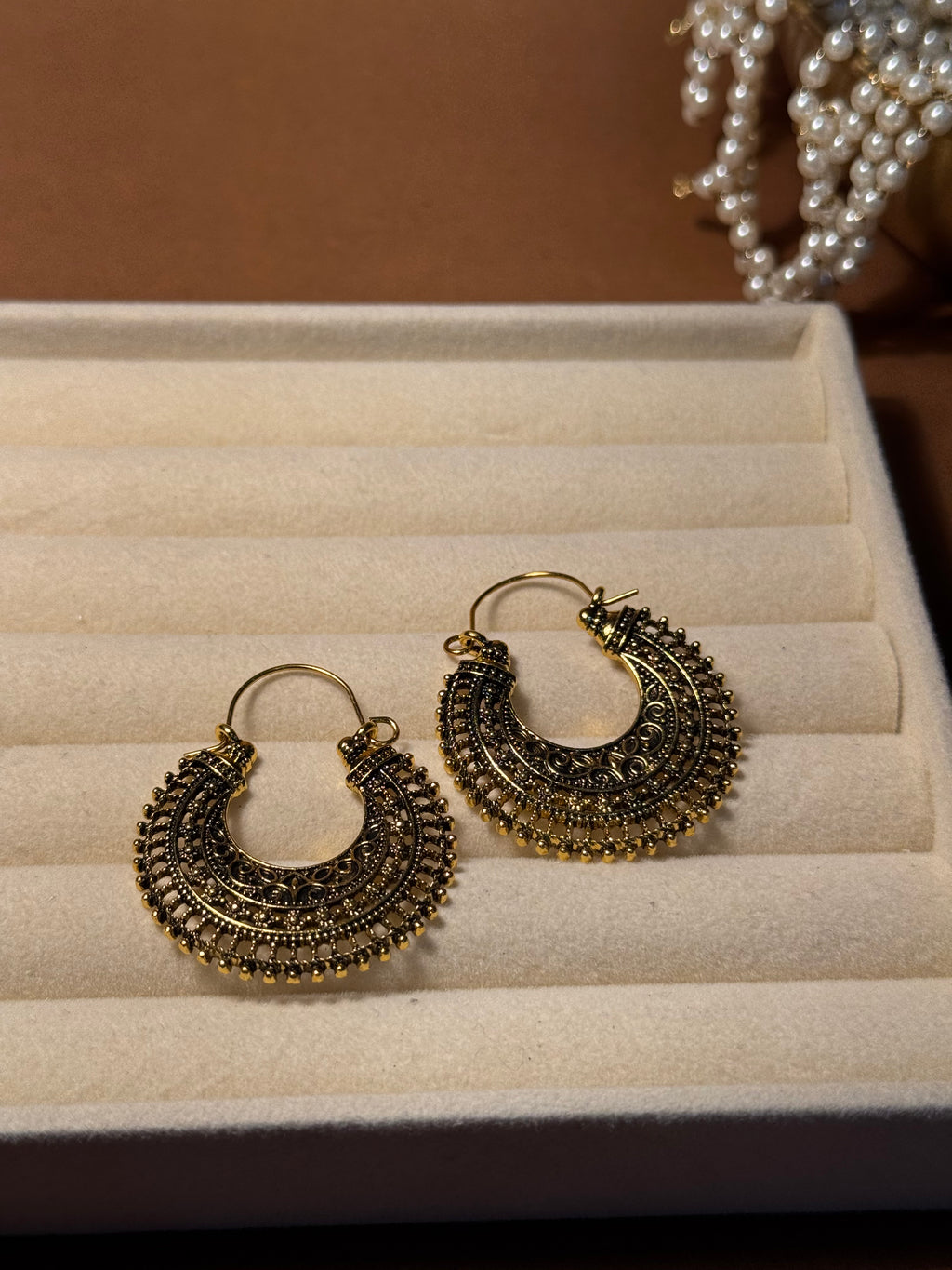 chand bali - oxidized - gold