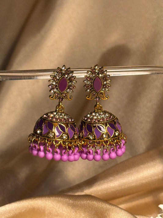 Dil kash jhumkay khass collection-gold and purple