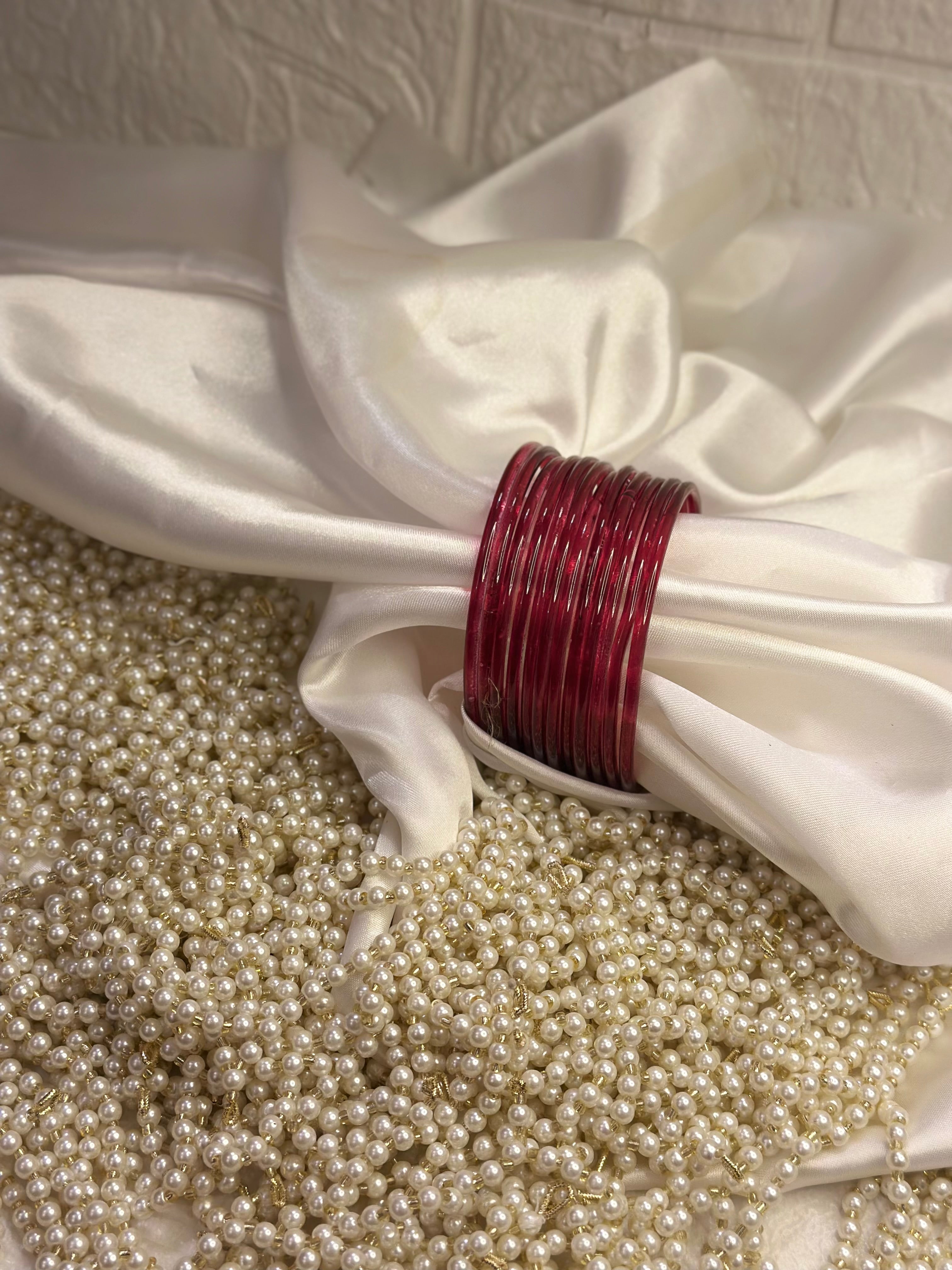 Sajal aly inspired Glass bangles - Maroon - 12