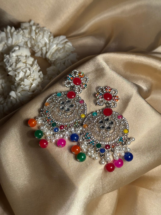 Rangoli Rounds khass collection-silver and multi