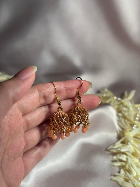 Resham jhumki peach - rozana