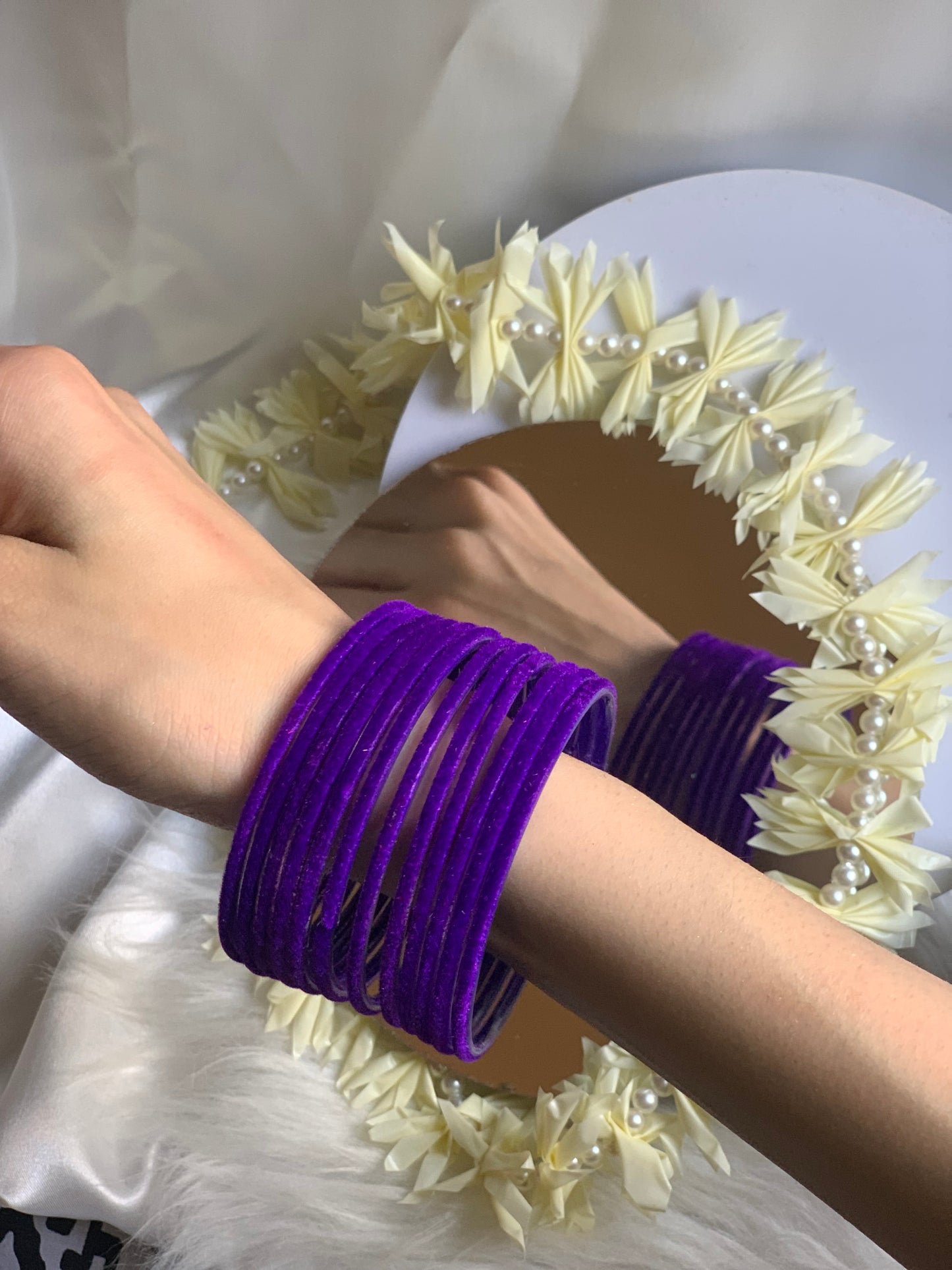 Velvet Bangles - (12 Pcs)