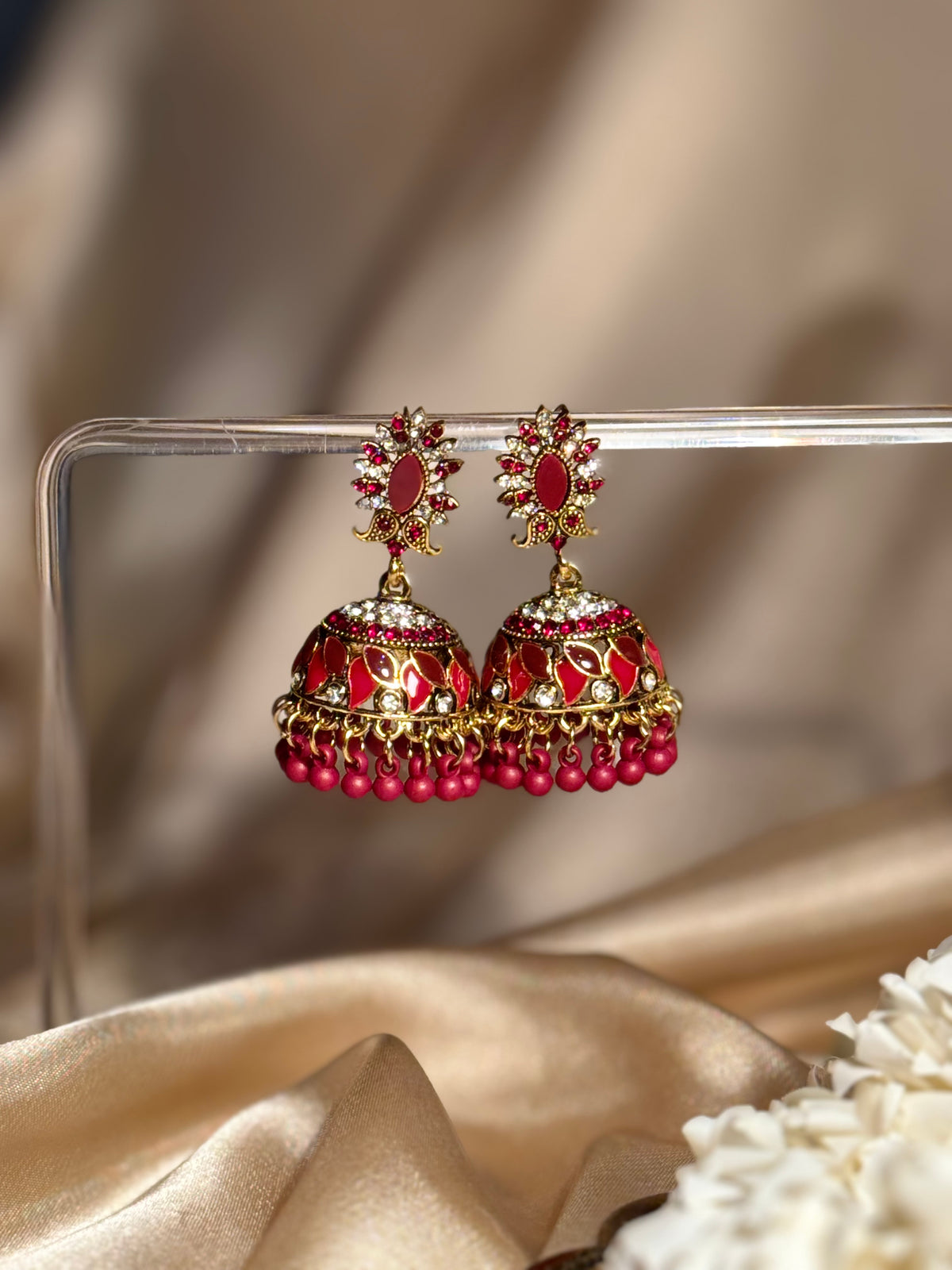 Dil kash jhumkay khass collection-gold and maroon