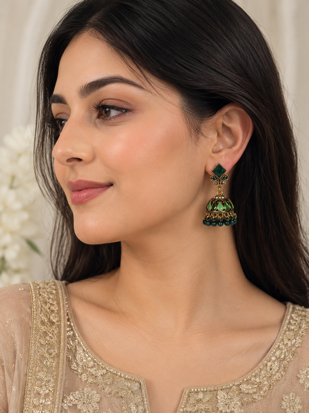 Chakoor booti gold-Rang-e-desi green