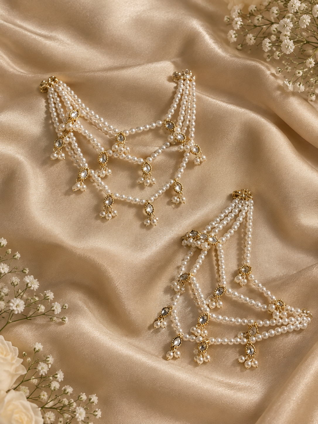 sheesha moti 4 layer saharay/earchains (Gold)