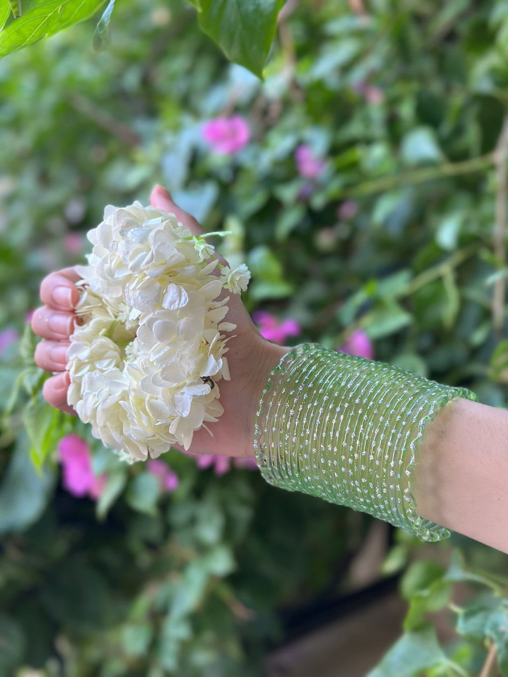 Raindrop bangle (6) green
