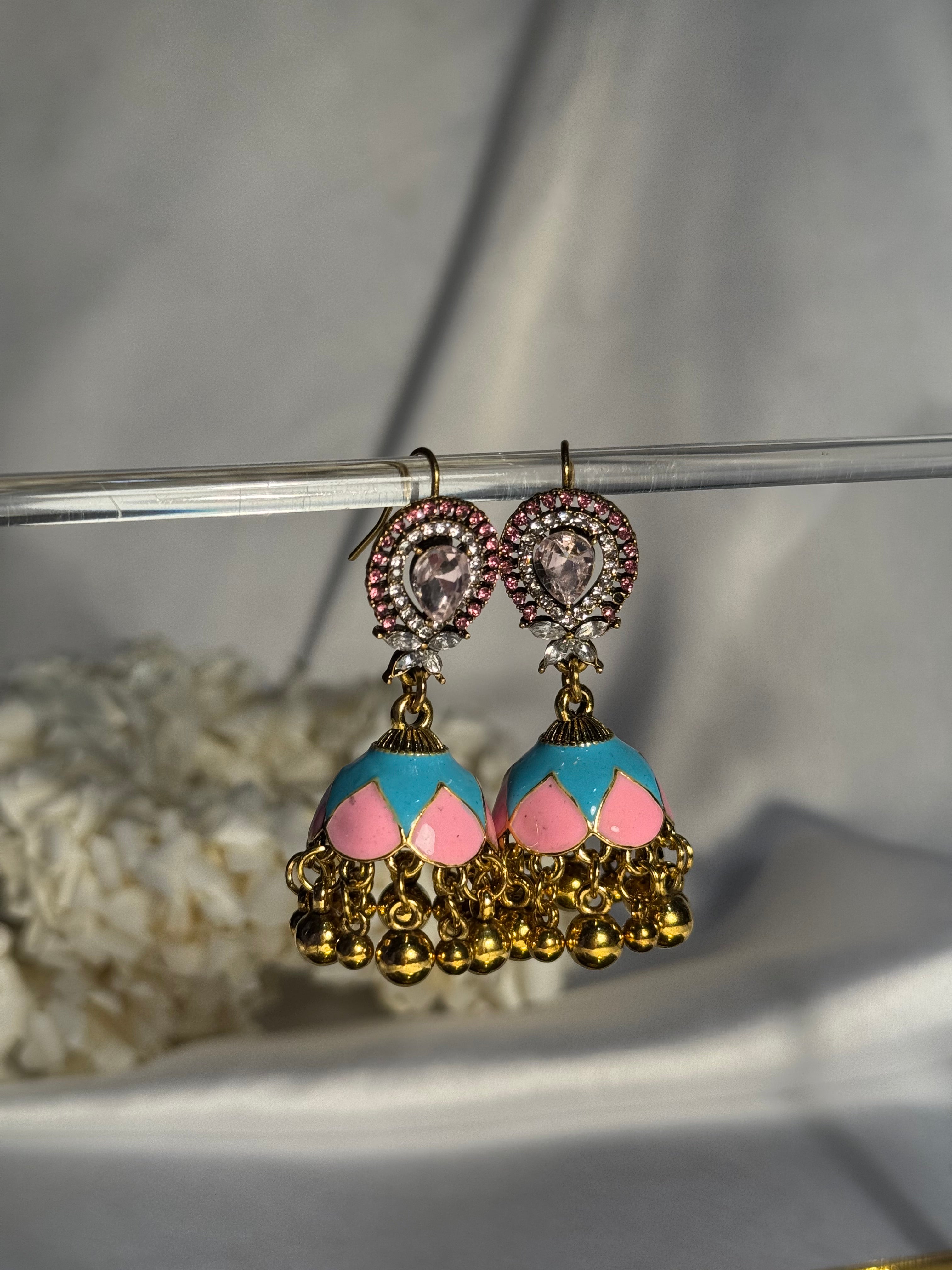 droplet bedazzled Rang-e-desi pink and blue
