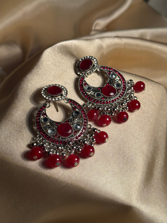 Sultana chandbali khass collection-silver and maroon