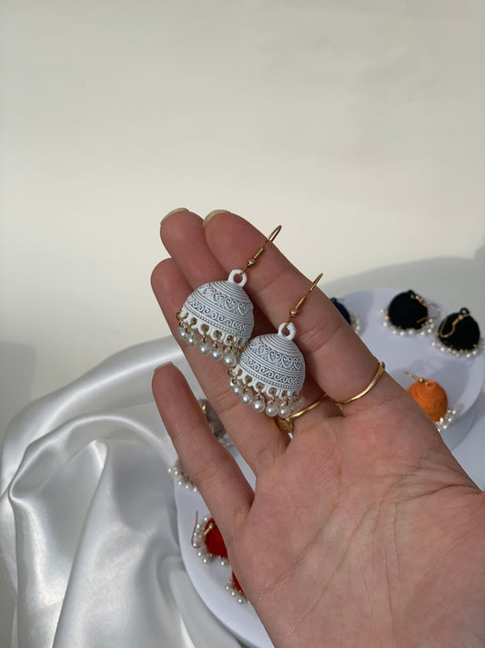 Nehal - mini jhumki white.
