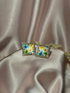 Printed summer breeze square earrings-butterfly