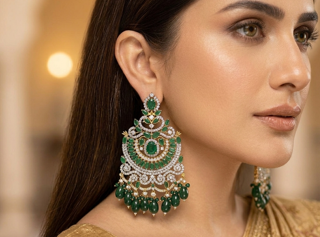 Shahi Earrings- green beads