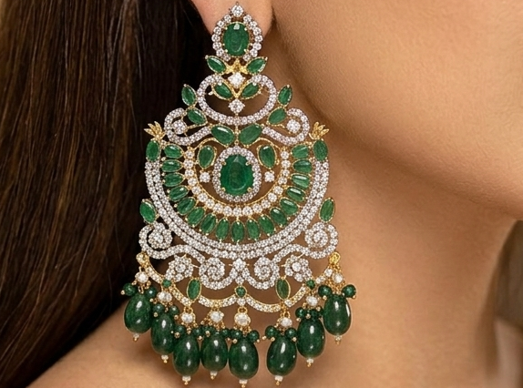 Shahi Earrings- green beads