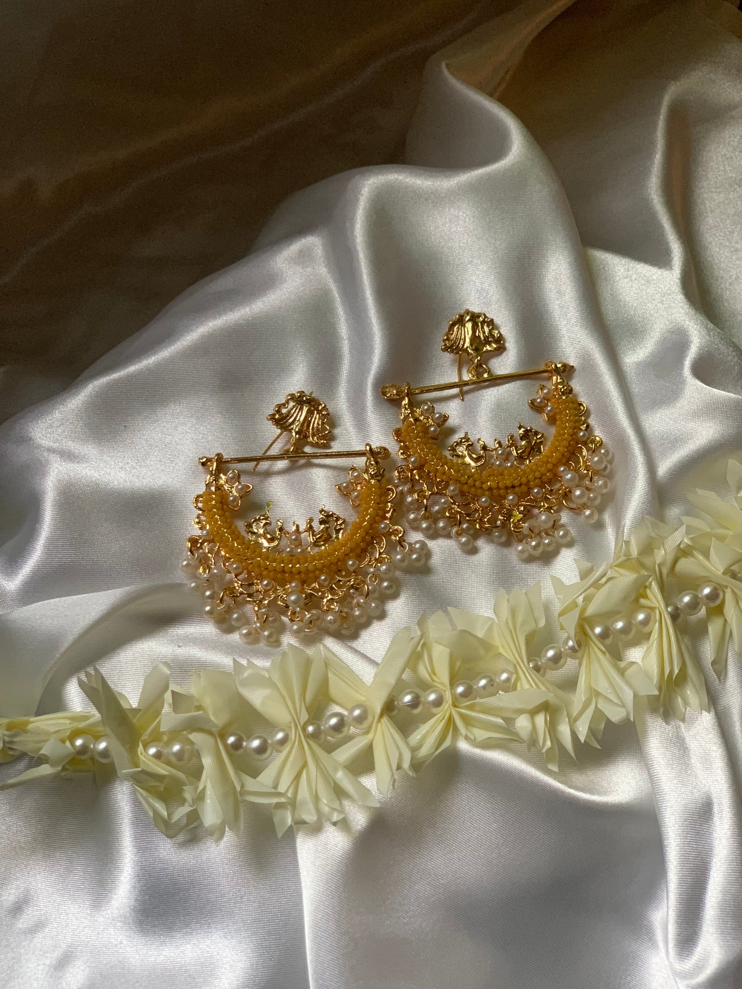 Peacock Earrings - Yellow