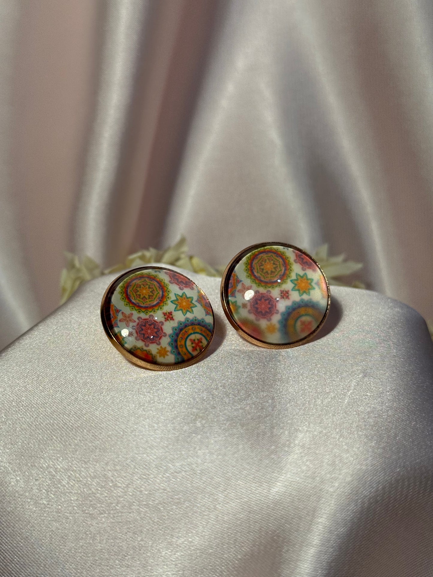 Printed summer breeze circle earrings-pattern