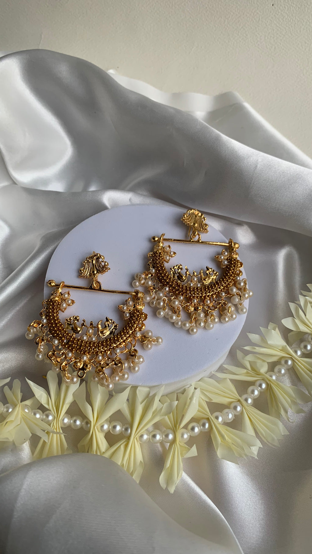 Peacock Earrings - gold brown