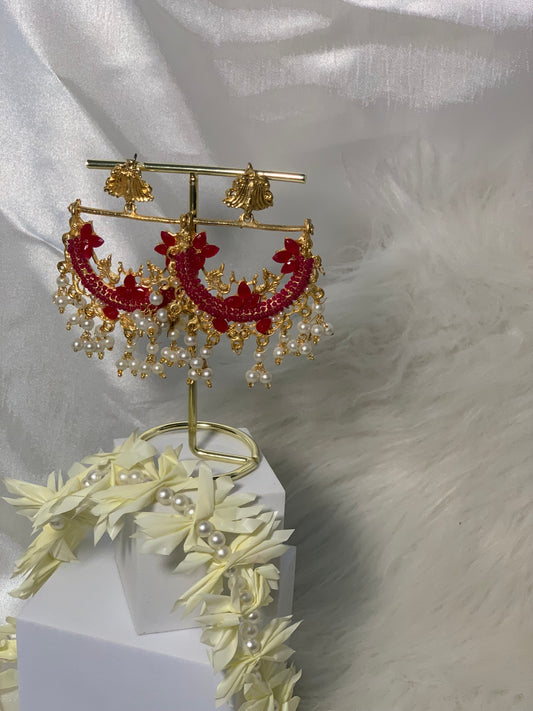 Peacock Earrings - Shocking pink