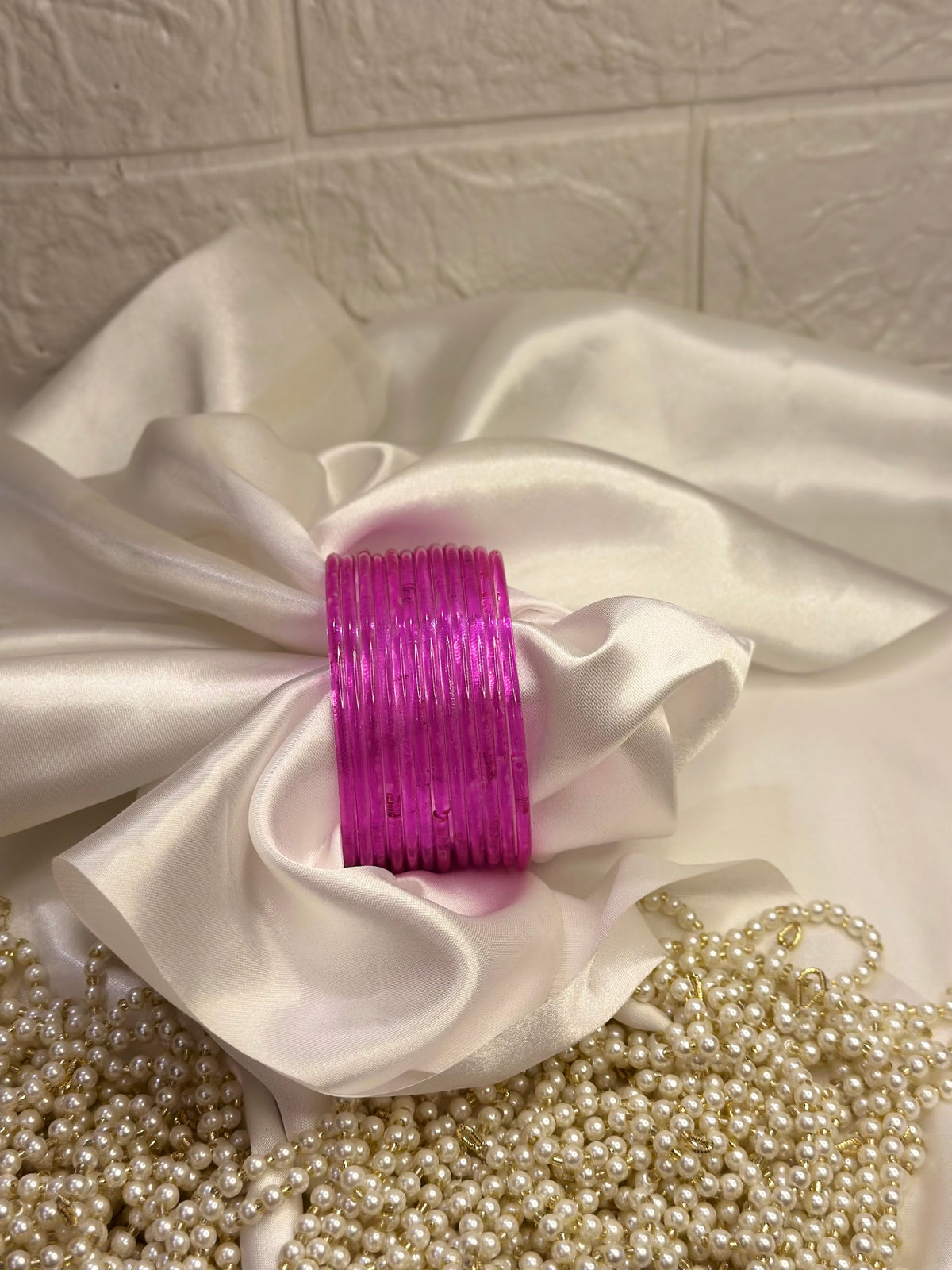 Glass bangles - Hot Pink - 12