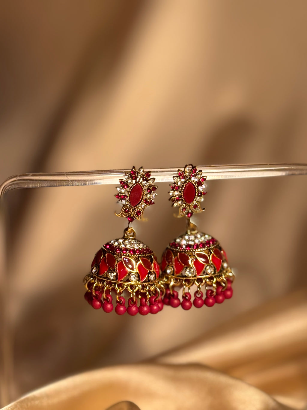 Dil kash jhumkay khass collection-gold and maroon