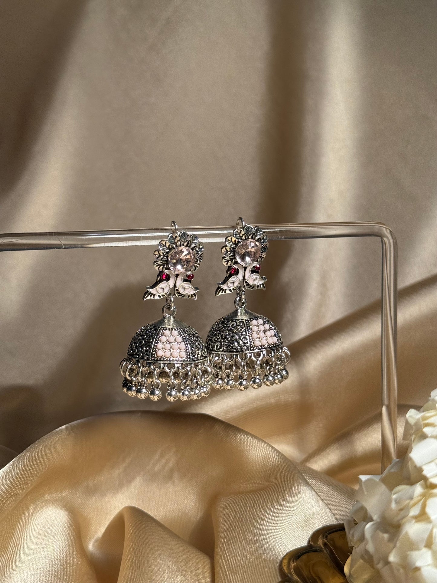 Phool chirya oxidized khass collection-silver and pink