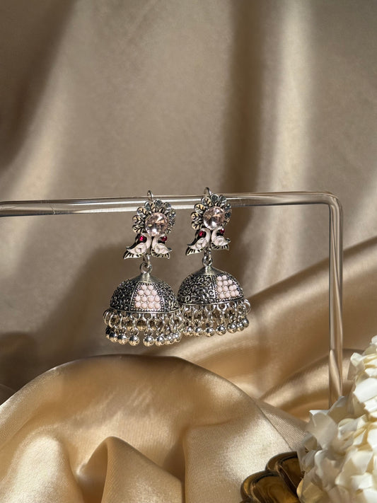 Phool chirya oxidized khass collection-silver and pink