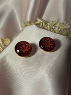 Printed summer breeze circle earrings-maroon flower