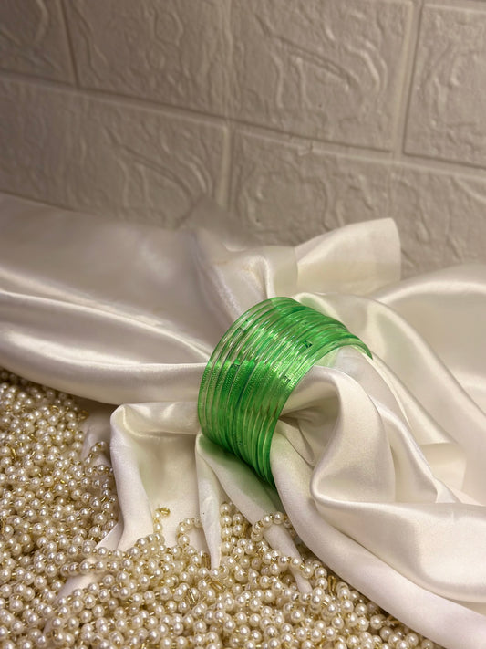 Glass bangles - light green - 12