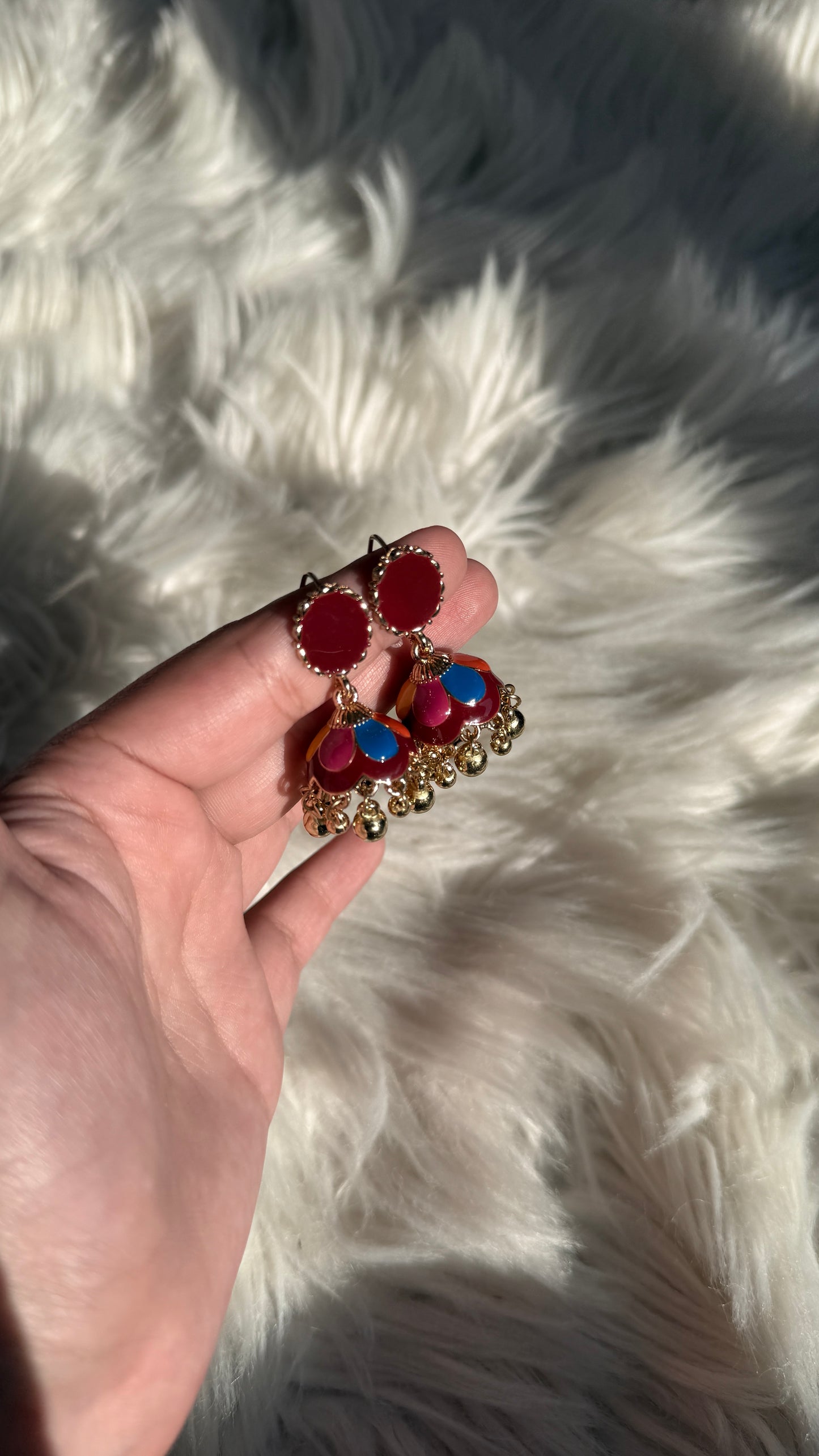 2 toned pressed circle jhumki (Multicolor)