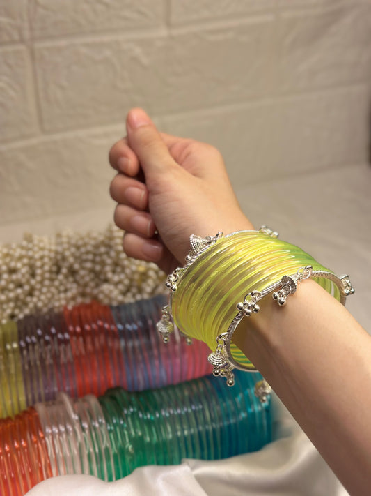 Jelly and Ghungroo bundle (Neon yellow and silver)