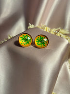 Printed summer breeze circle earrings-green