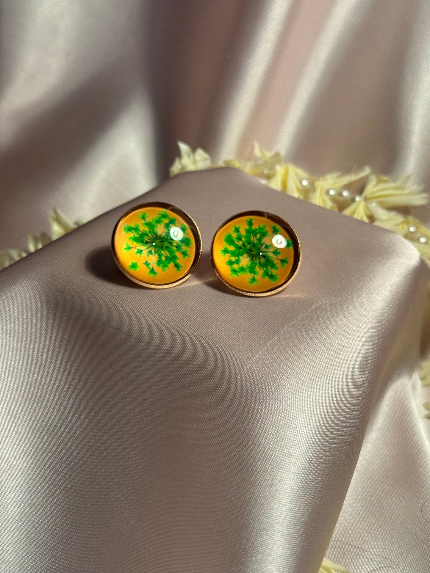 Printed summer breeze circle earrings-green