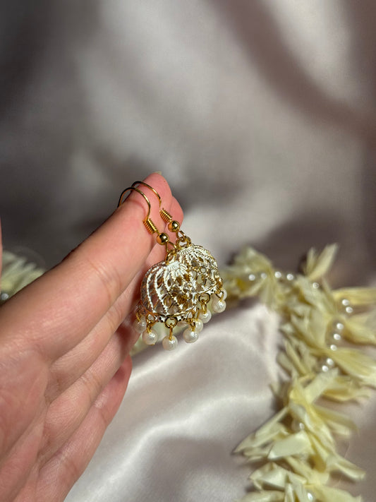 Resham jhumki white - rozana