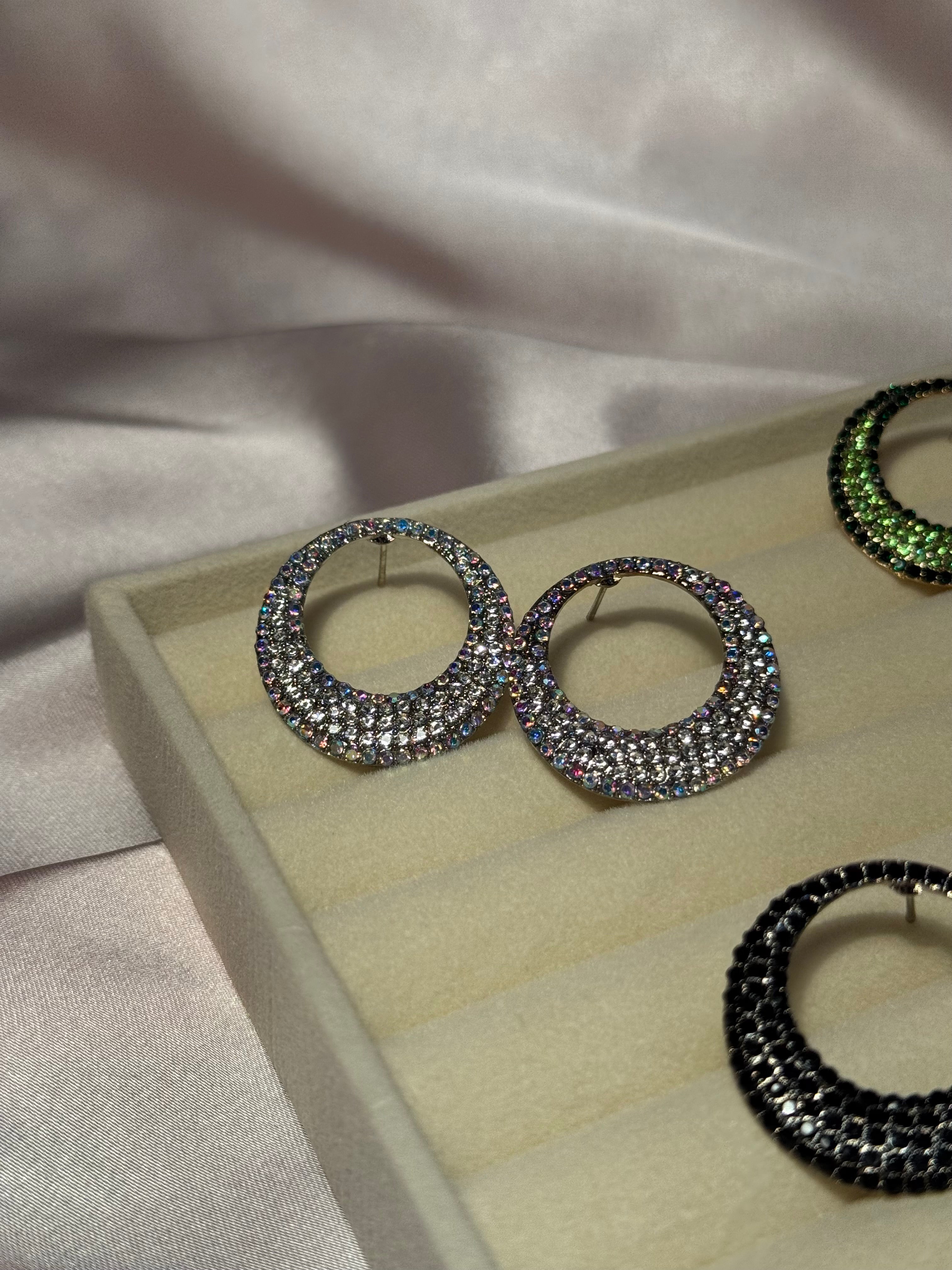 Silver holographic hoops- rozana