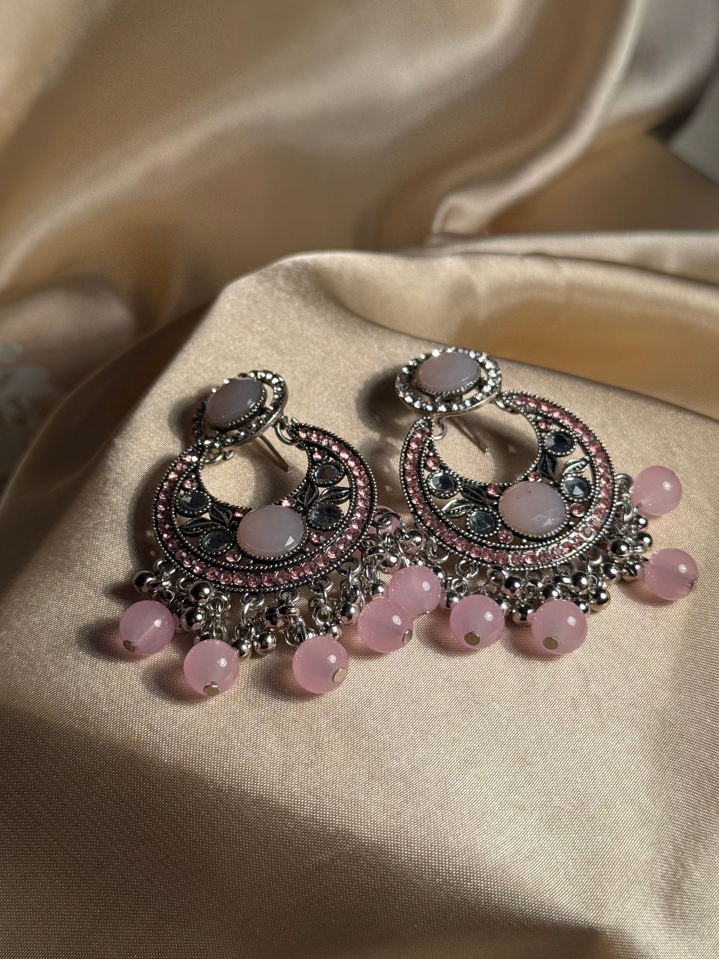 Sultana chandbali khass collection-silver and pink