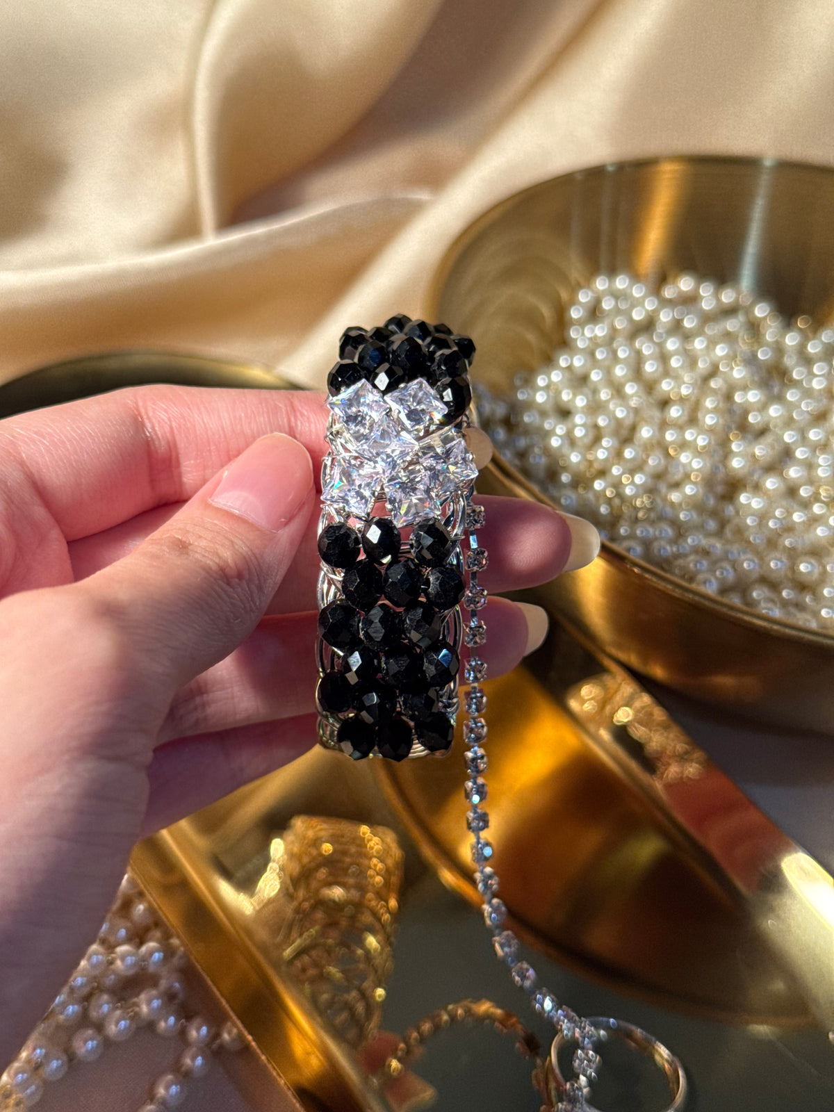 2 in 1 bangle black and silver (kids collection)
