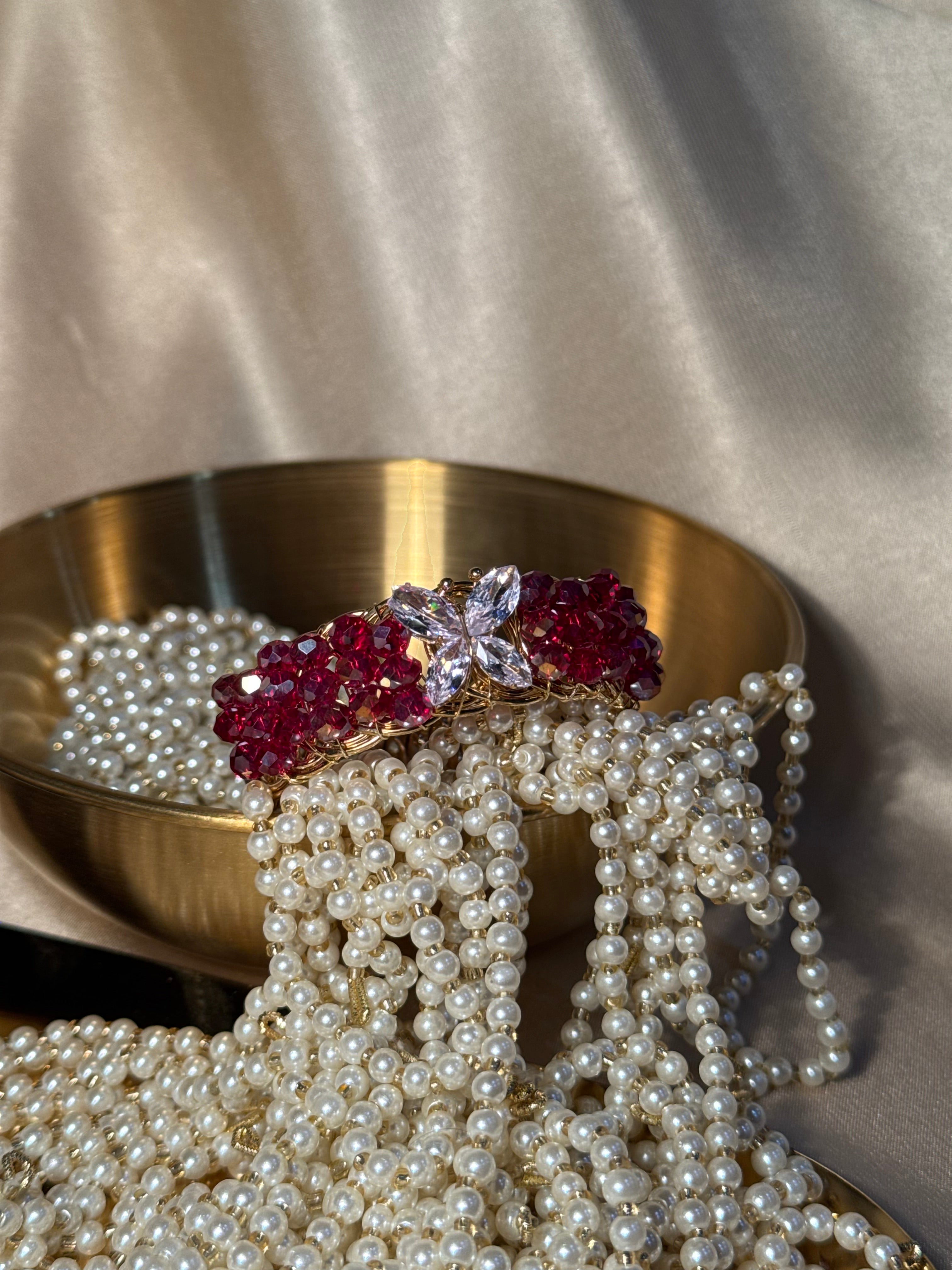 Maroon and gold butterfly bracelet (kids collection)