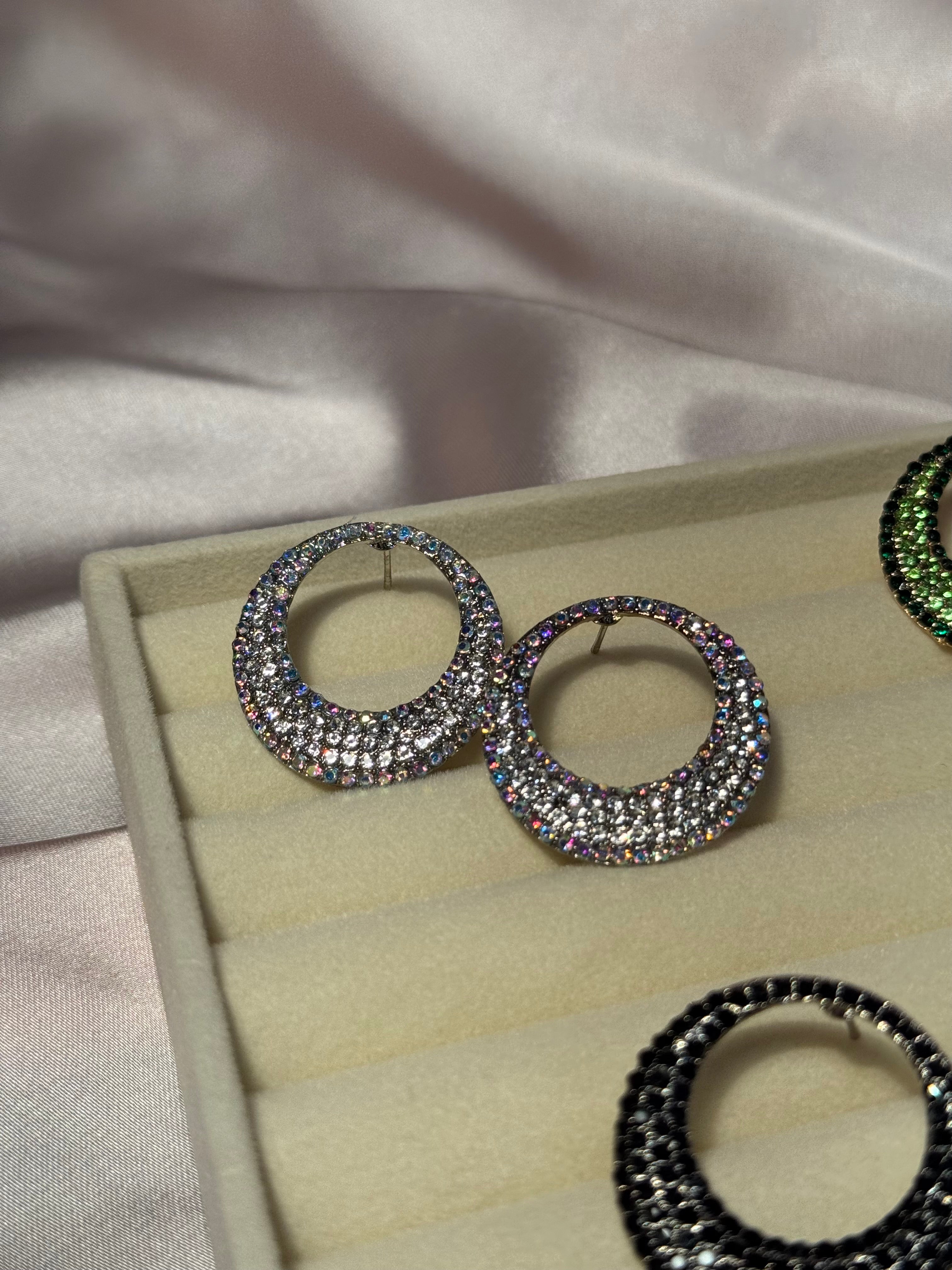 Silver holographic hoops- rozana