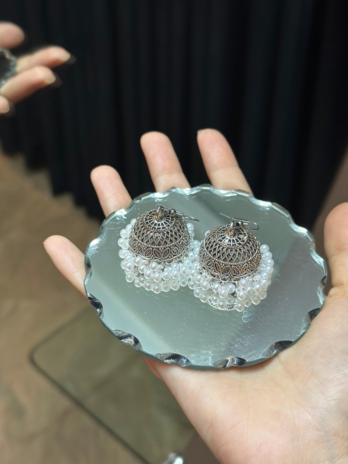 Moti jhumki silver- eid collection